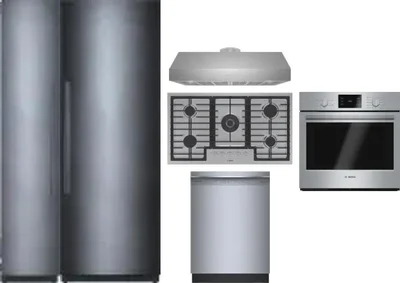 6 Piece Package Includes Refrigerator, Freezer, Cooktop, Wall Oven, Hood And Dishwasher