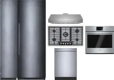 6 Piece Package Includes Refrigerator, Freezer, Cooktop, Wall Oven, Hood And Dishwasher