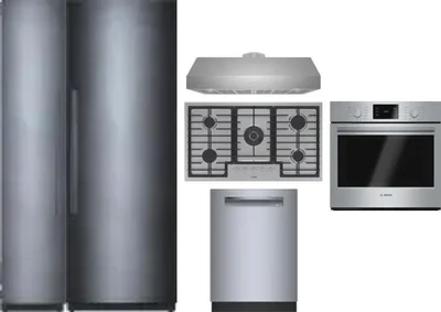 6 Piece Package Includes Refrigerator, Freezer, Cooktop, Wall Oven, Hood And Dishwasher