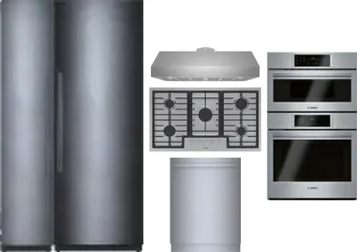 6 Piece Package Includes Refrigerator, Freezer, Cooktop, Wall Oven, Hood And Dishwasher