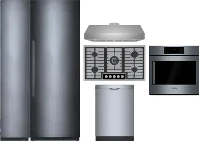 6 Piece Package Includes Refrigerator, Freezer, Cooktop, Wall Oven, Hood And Dishwasher