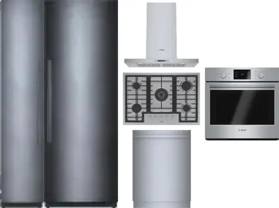6 Piece Package Includes Refrigerator, Freezer, Cooktop, Wall Oven, Hood And Dishwasher