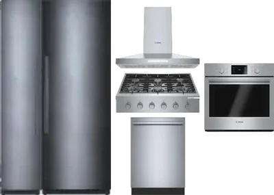 6 Piece Package Includes Refrigerator, Freezer, Cooktop, Wall Oven, Hood And Dishwasher