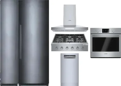 6 Piece Package Includes Refrigerator, Freezer, Cooktop, Wall Oven, Hood And Dishwasher