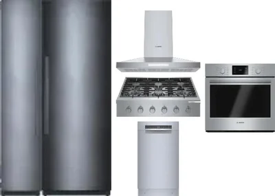 6 Piece Package Includes Refrigerator, Freezer, Cooktop, Wall Oven, Hood And Dishwasher