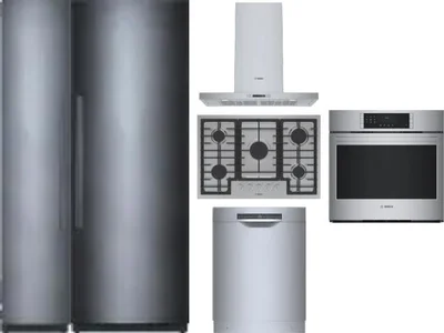 6 Piece Package Includes Refrigerator, Freezer, Cooktop, Wall Oven, Hood And Dishwasher