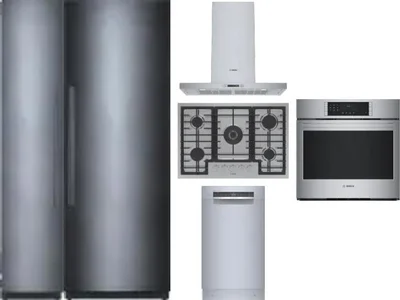 6 Piece Package Includes Refrigerator, Freezer, Cooktop, Wall Oven, Hood And Dishwasher