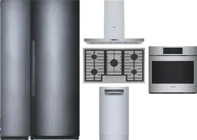 6 Piece Package Includes Refrigerator, Freezer, Cooktop, Wall Oven, Hood And Dishwasher