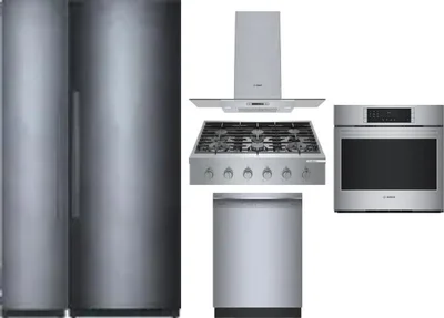 6 Piece Package Includes Refrigerator, Freezer, Cooktop, Wall Oven, Hood And Dishwasher