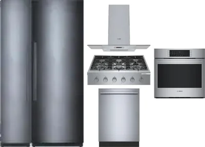 6 Piece Package Includes Refrigerator, Freezer, Cooktop, Wall Oven, Hood And Dishwasher