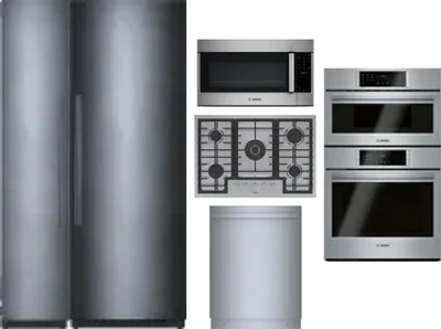 6 Piece Package Includes Refrigerator, Freezer, Cooktop, Wall Oven, Microwave And Dishwasher