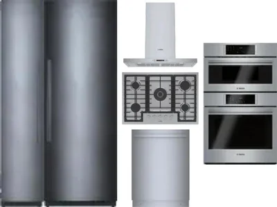 6 Piece Package Includes Refrigerator, Freezer, Cooktop, Wall Oven, Hood And Dishwasher