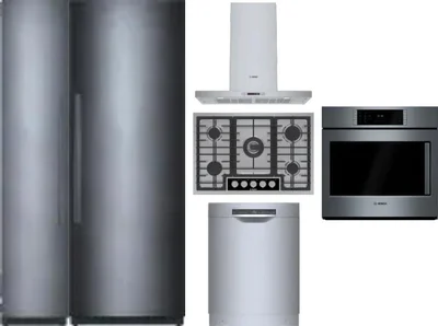 6 Piece Package Includes Refrigerator, Freezer, Cooktop, Wall Oven, Hood And Dishwasher