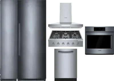 6 Piece Package Includes Refrigerator, Freezer, Cooktop, Wall Oven, Hood And Dishwasher