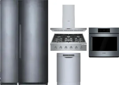 6 Piece Package Includes Refrigerator, Freezer, Cooktop, Wall Oven, Hood And Dishwasher