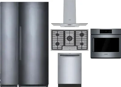 6 Piece Package Includes Refrigerator, Freezer, Cooktop, Wall Oven, Hood And Dishwasher
