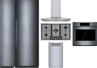 6 Piece Package Includes Refrigerator, Freezer, Cooktop, Wall Oven, Hood And Dishwasher