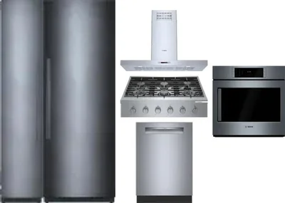 6 Piece Package Includes Refrigerator, Freezer, Cooktop, Wall Oven, Hood And Dishwasher