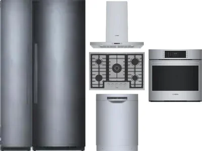 6 Piece Package Includes Refrigerator, Freezer, Cooktop, Wall Oven, Hood And Dishwasher