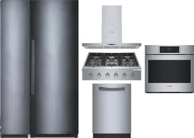 6 Piece Package Includes Refrigerator, Freezer, Cooktop, Wall Oven, Hood And Dishwasher