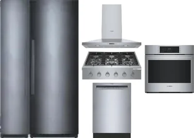 6 Piece Package Includes Refrigerator, Freezer, Cooktop, Wall Oven, Hood And Dishwasher