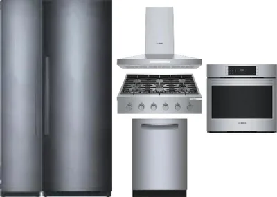 6 Piece Package Includes Refrigerator, Freezer, Cooktop, Wall Oven, Hood And Dishwasher