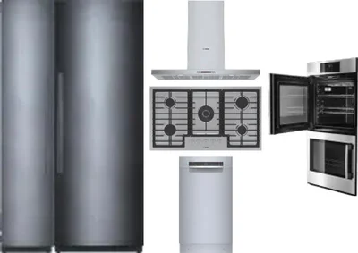 6 Piece Package Includes Refrigerator, Freezer, Cooktop, Wall Oven, Hood And Dishwasher