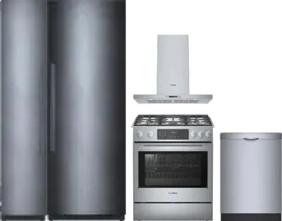 5 Piece Package Includes Refrigerator, Freezer, Range, Hood And Dishwasher