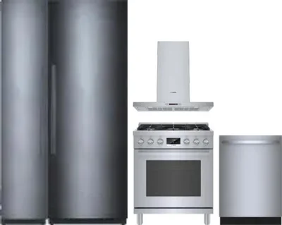 5 Piece Package Includes Refrigerator, Freezer, Range, Hood And Dishwasher