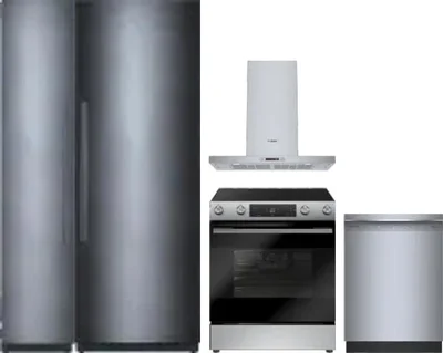 5 Piece Package Includes Refrigerator, Freezer, Range, Hood And Dishwasher