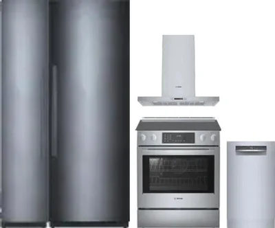 5 Piece Package Includes Refrigerator, Freezer, Range, Hood And Dishwasher