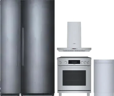 5 Piece Package Includes Refrigerator, Freezer, Range, Hood And Dishwasher