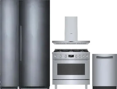 5 Piece Package Includes Refrigerator, Freezer, Range, Hood And Dishwasher