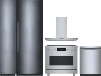 5 Piece Package Includes Refrigerator, Freezer, Range, Hood And Dishwasher