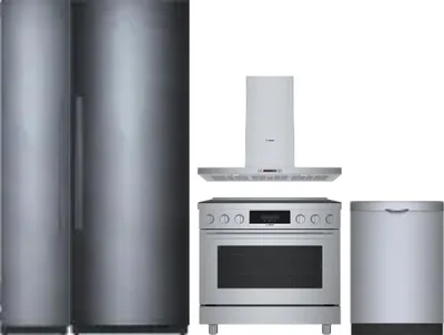 5 Piece Package Includes Refrigerator, Freezer, Range, Hood And Dishwasher