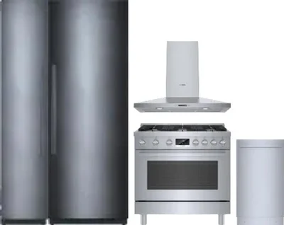 5 Piece Package Includes Refrigerator, Freezer, Range, Hood And Dishwasher