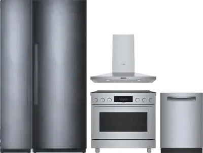 5 Piece Package Includes Refrigerator, Freezer, Range, Hood And Dishwasher