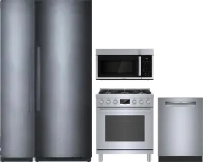 5 Piece Package Includes Refrigerator, Freezer, Range, Microwave And Dishwasher