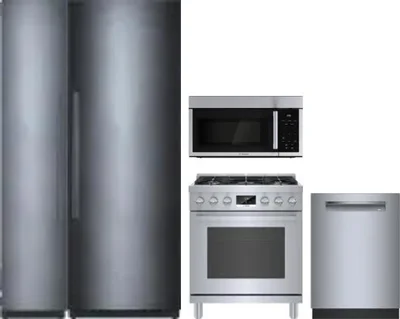 5 Piece Package Includes Refrigerator, Freezer, Range, Microwave And Dishwasher