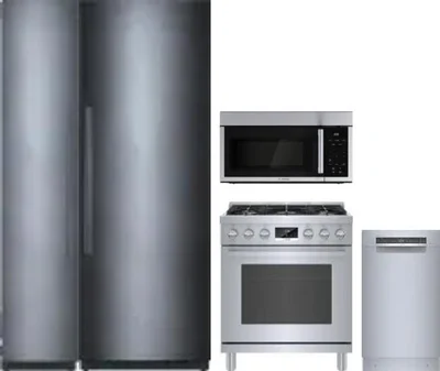 5 Piece Package Includes Refrigerator, Freezer, Range, Microwave And Dishwasher