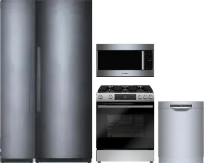 5 Piece Package Includes Refrigerator, Freezer, Range, Microwave And Dishwasher