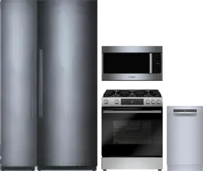 5 Piece Package Includes Refrigerator, Freezer, Range, Microwave And Dishwasher