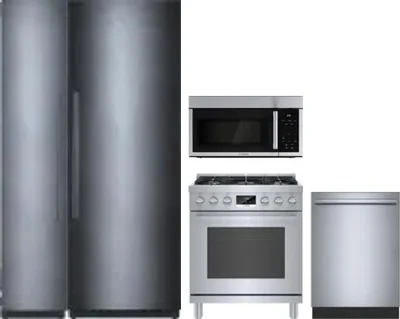5 Piece Package Includes Refrigerator, Freezer, Range, Microwave And Dishwasher
