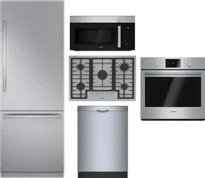 5 Piece Package Includes Refrigerator, Cooktop, Wall Oven, Microwave And Dishwasher