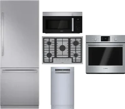 5 Piece Package Includes Refrigerator, Cooktop, Wall Oven, Microwave And Dishwasher