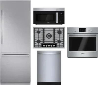 5 Piece Package Includes Refrigerator, Cooktop, Wall Oven, Microwave And Dishwasher