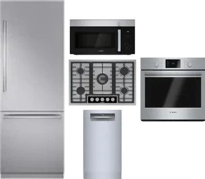 5 Piece Package Includes Refrigerator, Cooktop, Wall Oven, Microwave And Dishwasher