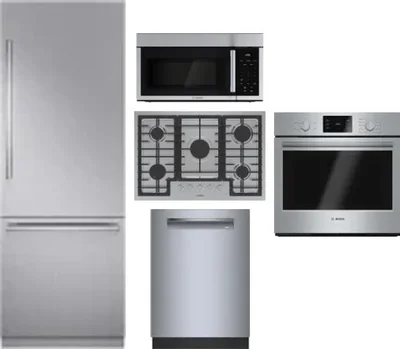 5 Piece Package Includes Refrigerator, Cooktop, Wall Oven, Microwave And Dishwasher