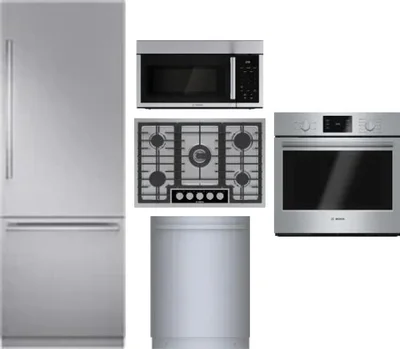 5 Piece Package Includes Refrigerator, Cooktop, Wall Oven, Microwave And Dishwasher