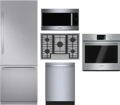 5 Piece Package Includes Refrigerator, Cooktop, Wall Oven, Microwave And Dishwasher